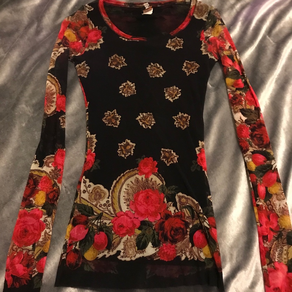 Jean Paul Gaultier Sheer Floral Top Medium